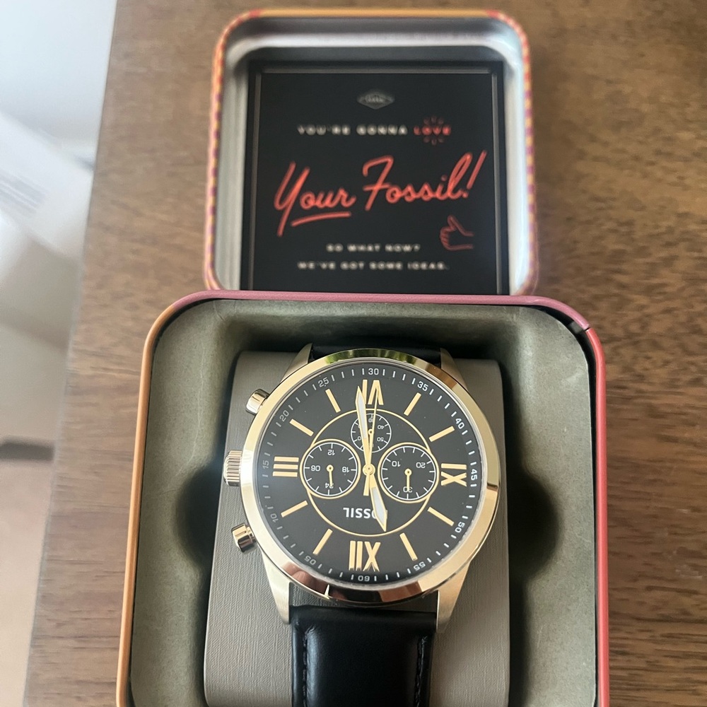 Fossil Gold and Black Chronograph Timepiece